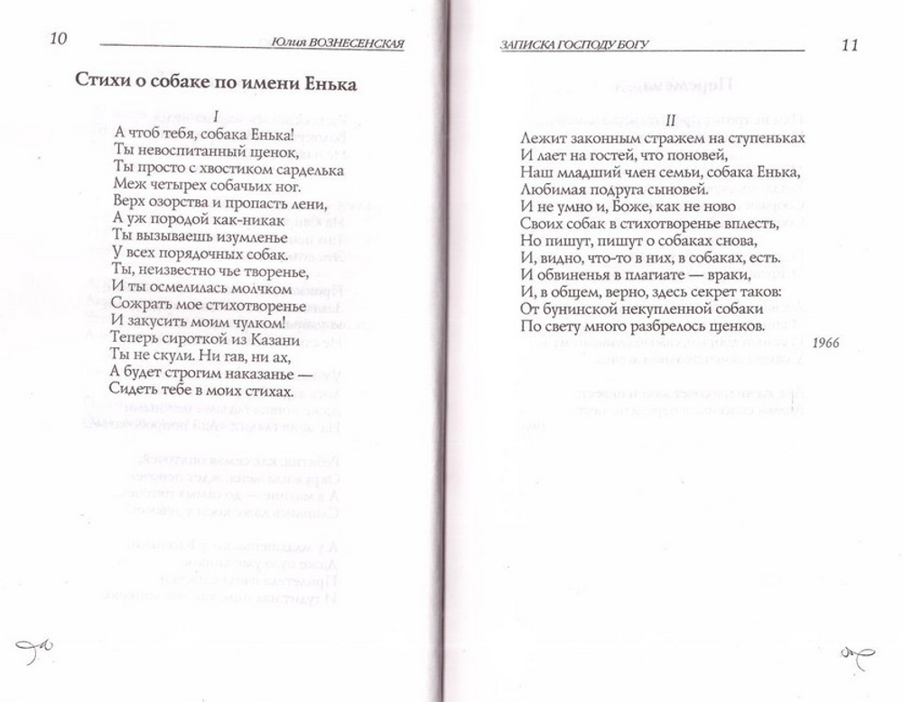 Записка Господу Богу. Юлия Вознесенская