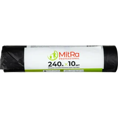 Мешки для мусора MitRa Professional 240 л черные (ПВД 30 мкм, 10 штук)