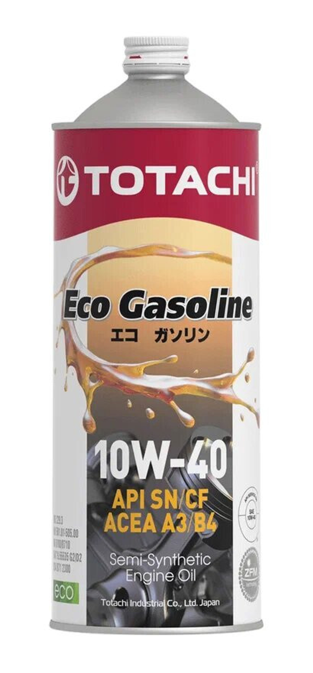 Масло моторное полусинтетическое TOTACHI Eco Gasoline, 10W-40  SN/CF, 1 л