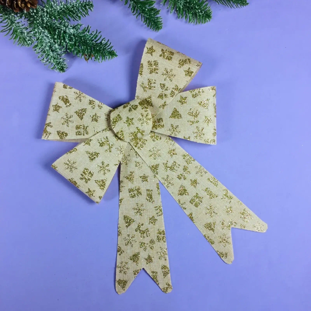 Бант на ёлку «Новогодний» 22*30 см, Бежевый