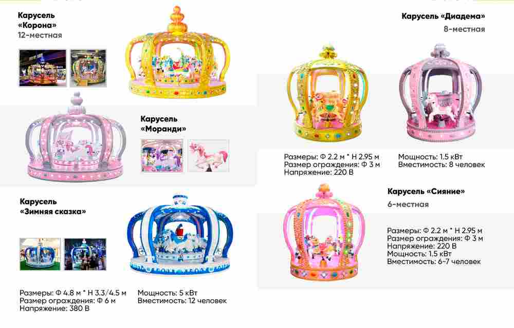 Электрическая Аттракцион карусель «Три лошадки», 1,35×1,35×2,4