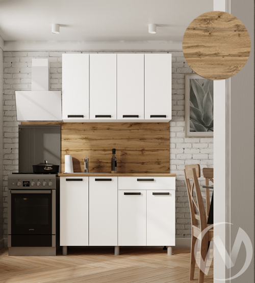 Кухня Кьяра 1.2м (корпус белый/карбон фарфор) 26мм дуб вотан