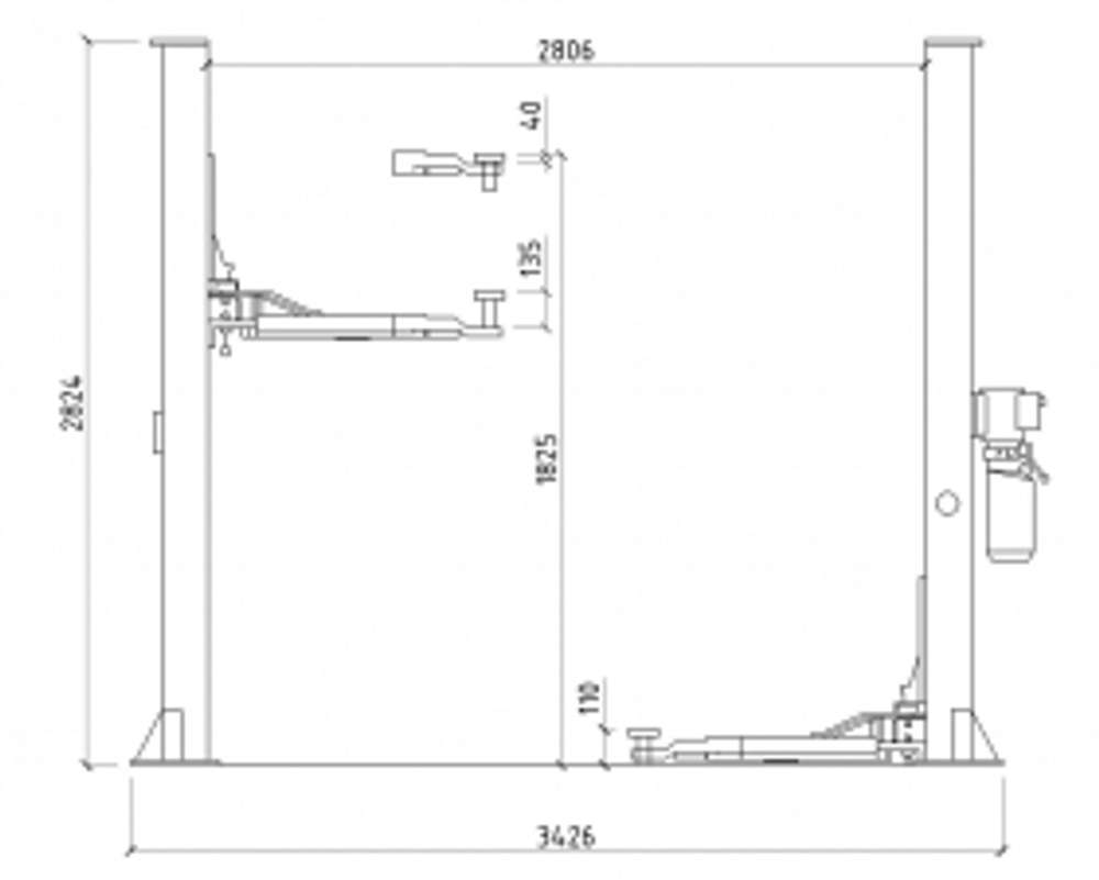 Двухстоечный автомобильный подъемник SYSTEM T4i 380V