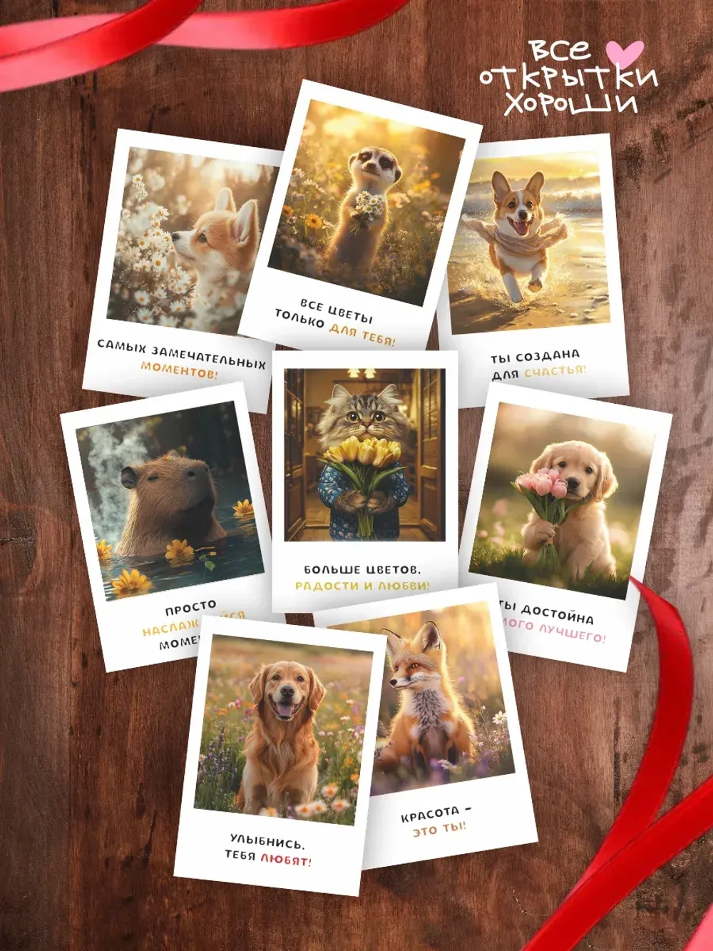 Набор мини открыток универсальные мотивация с животными 32
