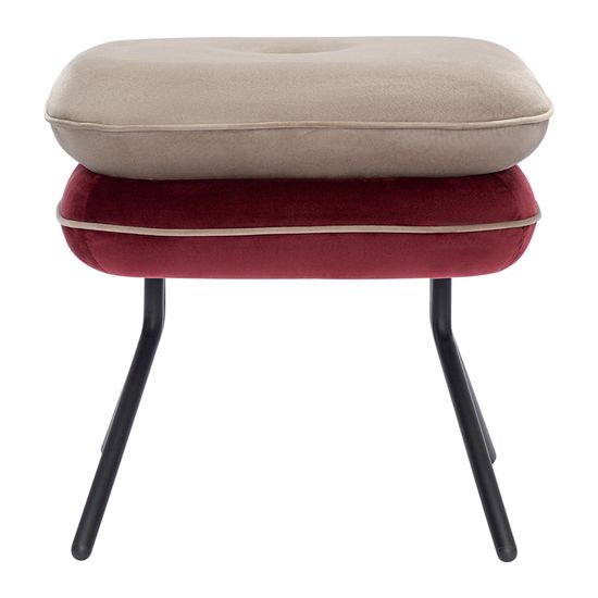 Пуф pea, велюр, бежевый/бордовый