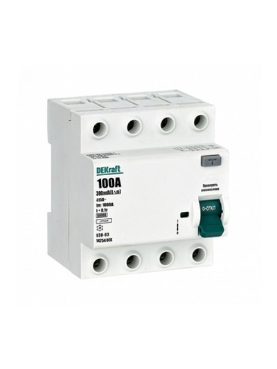 Выключатель дифференциального тока (УЗО) 4п 100А 300мА тип AC 6кА УЗО-03 DEKraft 14254DEK