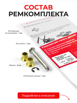 Ремкомплект (втулки) петель дверей Mitsubishi GALANT (VI-VIII) [Кузов: E31A; E32A; E33A; E35A; E37A; E39A; E34A; E32AR; E34AR; E38A; E56A; E57A; E55A; E54A; E52A; E84A; E77A; E74A; E72A; E53A; E56A; E88A; E57A; E55A; E54A; E52A; E64A; E75A; EA2A; EA3A; EA5A; EA6A; EA2W; EA3W; EA5W; EA6W; EA1A; EA7A; EC1A; EC3A; EC7A; EC5A; EA1A; EA2A; EA3A; EA4A; EA5A; EA6A; EA7A; EA2A; EA2W; EA5W (Не подойдет для кузова EA3A сборки Америка и кузова EA8A)] (2 петли, RPD15-2) 1987-2005