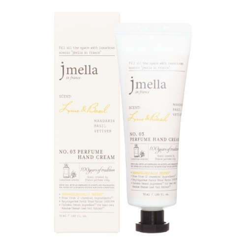 JMELLA Крем для рук "Мандарин, базилик, ветивер"- IN FRANCE LIME & BASIL PERFUME HAND CREAM , 50 мл