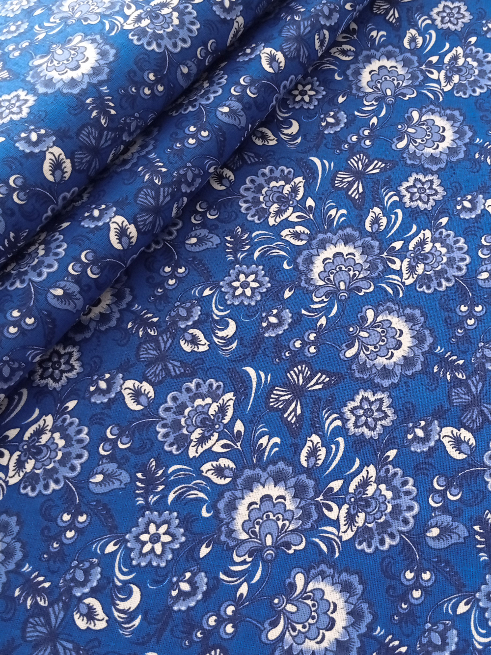 Ткань бязь плательная, рис. "Гжель", ширина 150 см, арт. 228