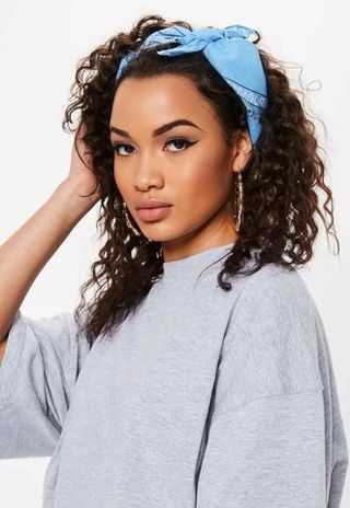 Бандана голубая пейсли огурцы