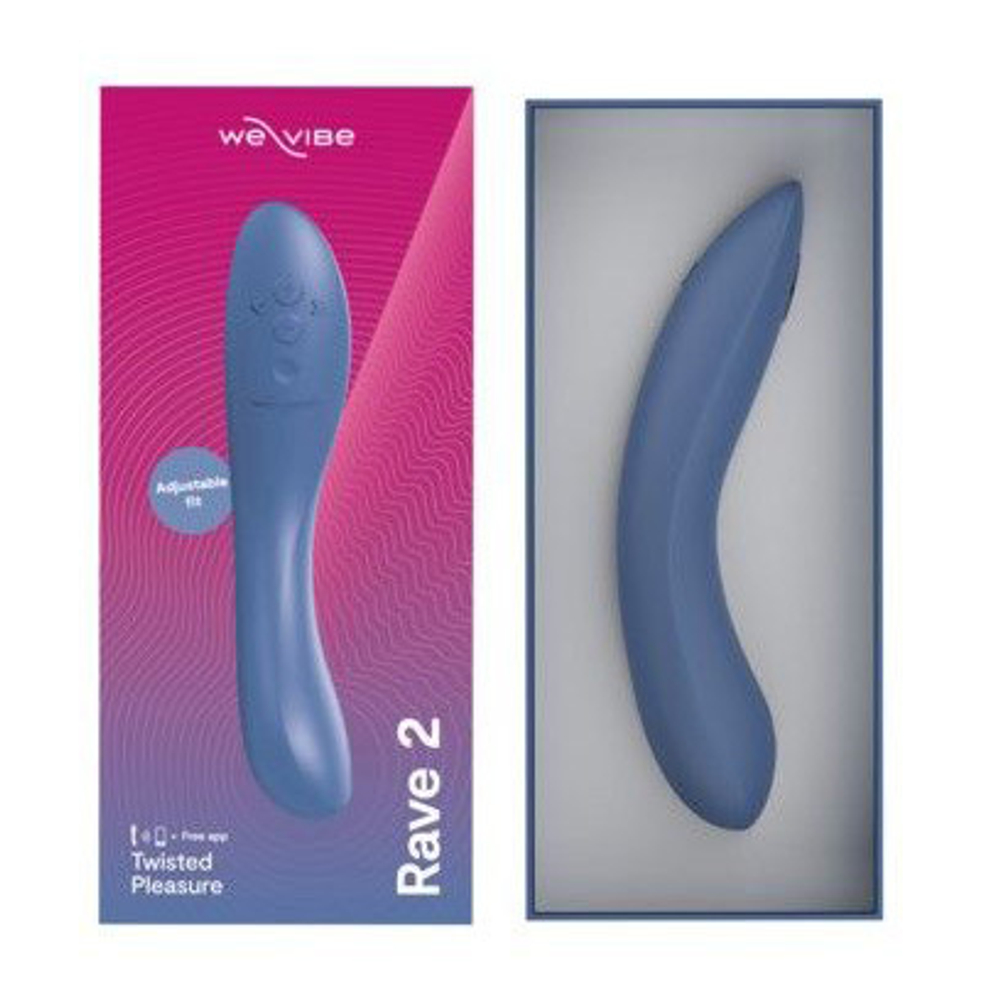 Голубой изогнутый вибромассажер 21,7см We-Vibe Rave 2 SNRA2SG5