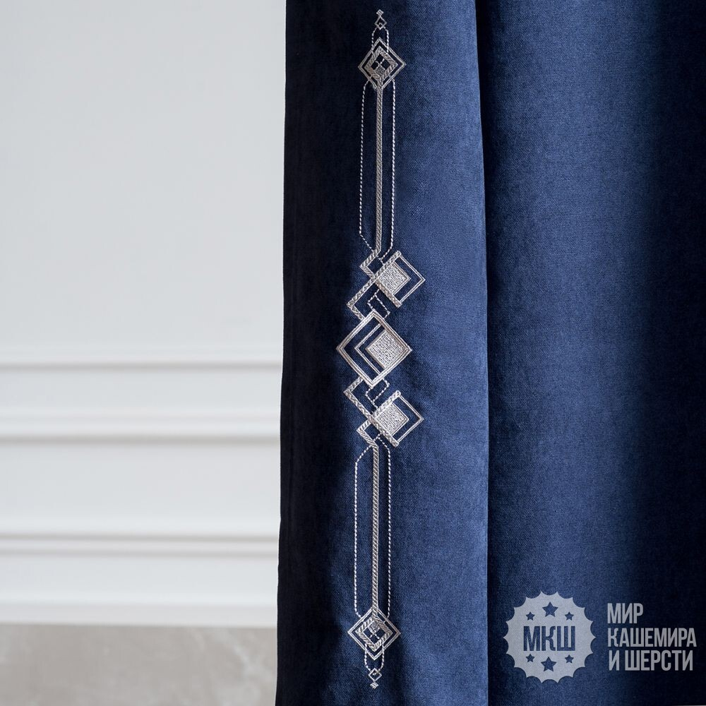 Комплект шторы и покрывало в спальню БРИДД (арт. BL10-306-03)  - синий
