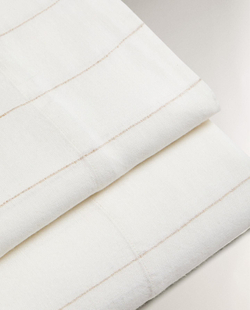 Zara Home - Простыня из хлопка и льна в полоску, белый, 290x280 см