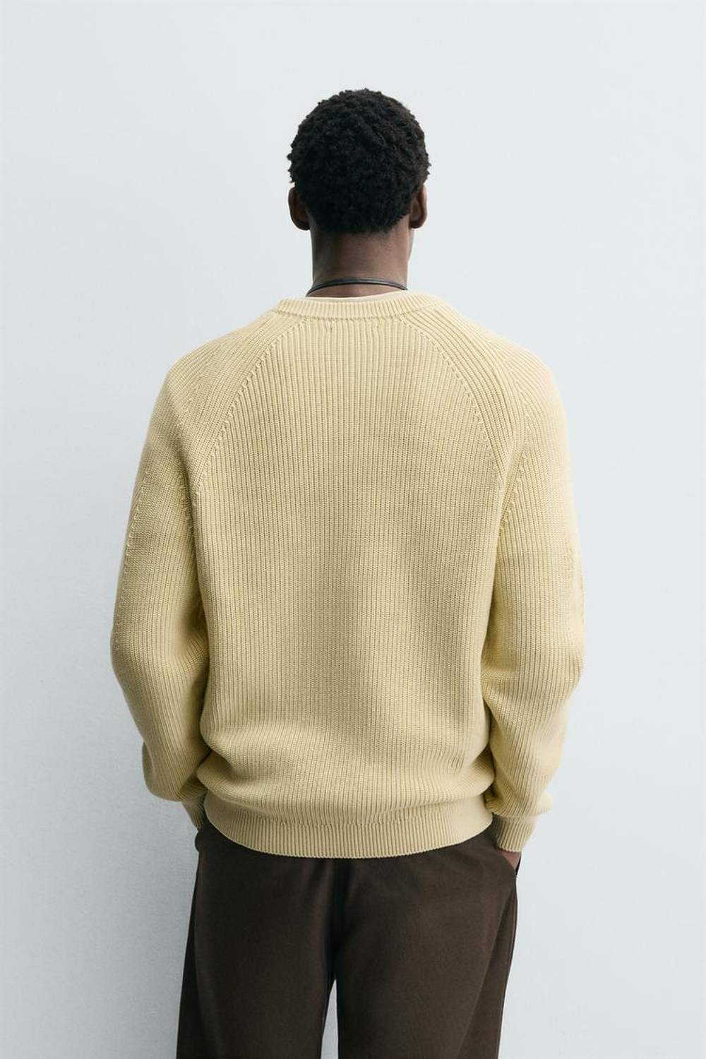 ZARA СВИТЕР ИЗ РЕЛЬЕФНОЙ ТКАНИ В РУБЧИК, ПАСТЕЛЬНО-ЖЕЛТЫЙ