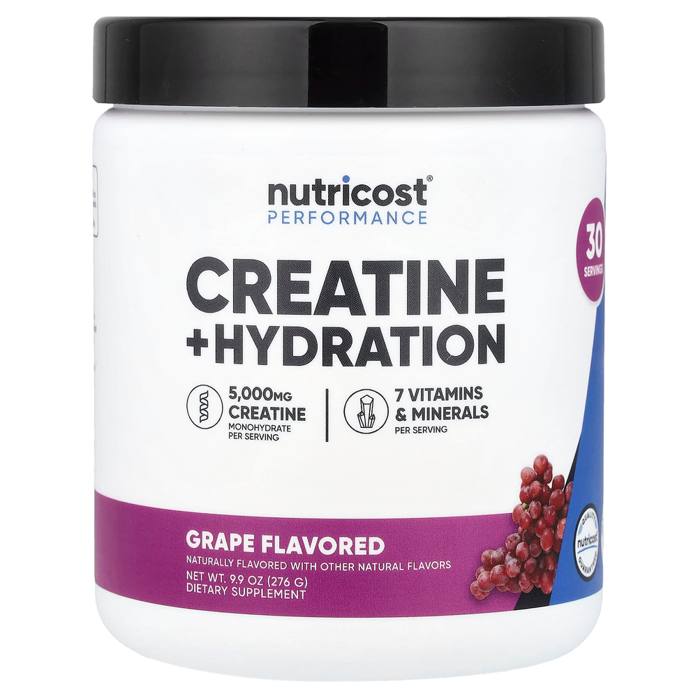 Nutricost, Performance, креатин и увлажнение, со вкусом винограда, 276 г (9,9 унции)