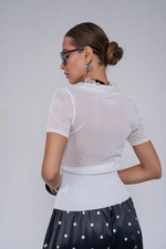 Блуза тонкой ручной вязки с итальянским кружевом