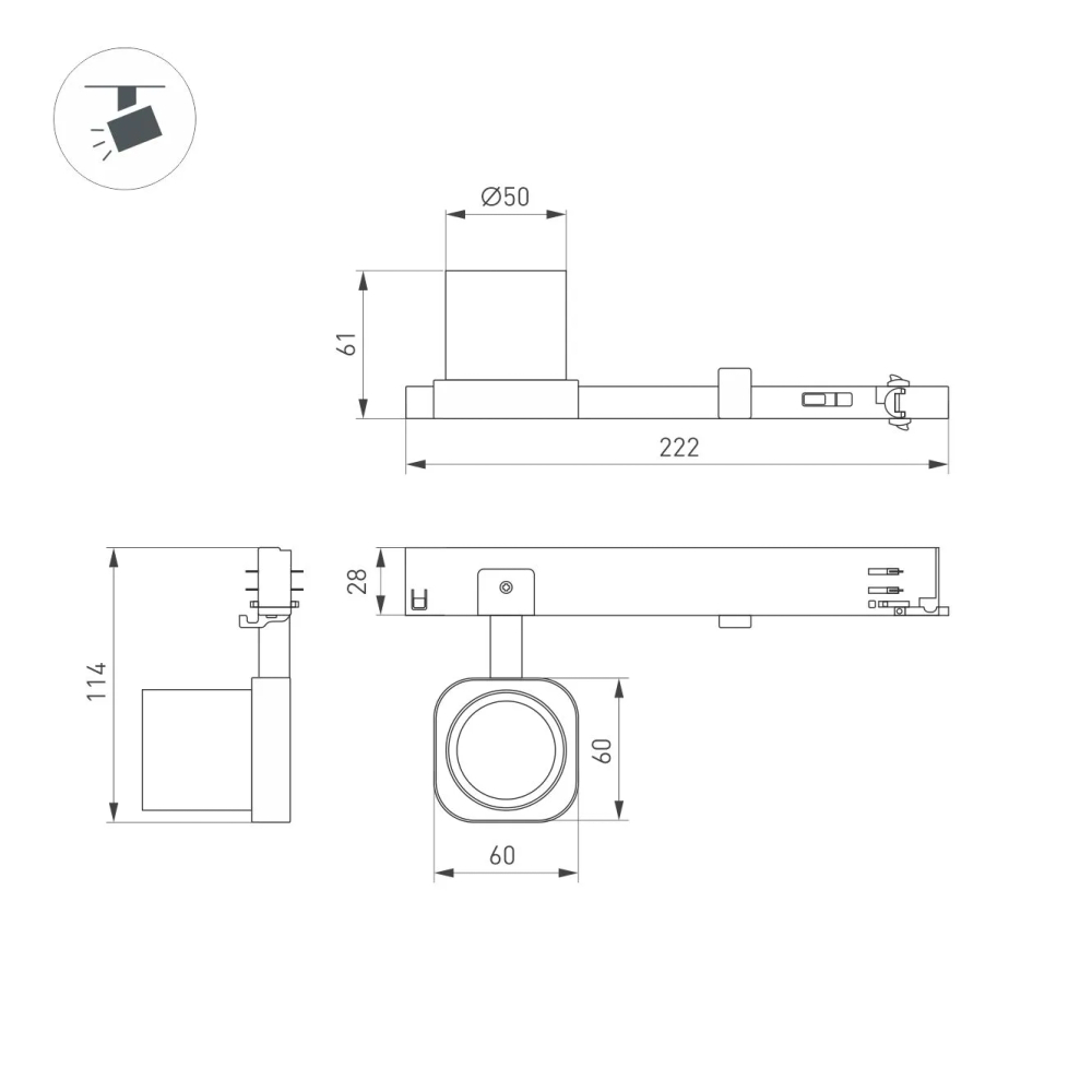 Светильник LGD-DIAFILM-4TR-R60-10W Day4000 (BK, 60 deg, 230V) (Arlight, IP20 Металл, 5 лет) 061497