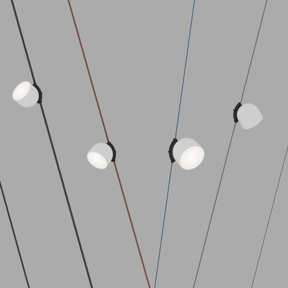 DK5642-WH+BK Поворотный светильник для трека-ремня Belty Smart, серия Spot, со светодиодом, D100*H107мм, 48V DC, 12W, RA90, 120°, 3000-5700K, IP20, белый с черным, алюминий