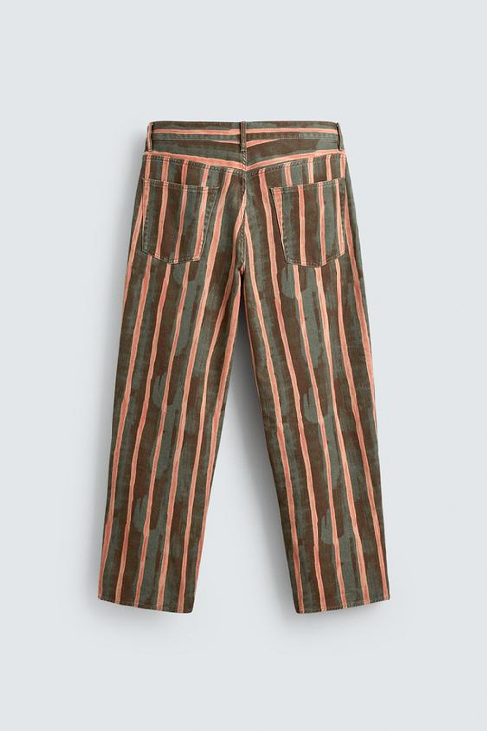ZARA ДЖИНСЫ RELAXED FIT С ГЕОМЕТРИЧЕСКИМ ПРИНТОМ, МЯГКИЙ ЗЕЛЕНЫЙ