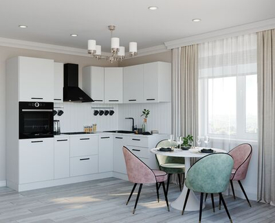 Кухонный гарнитур угловой Жемчуг 2400х1600 (38мм)