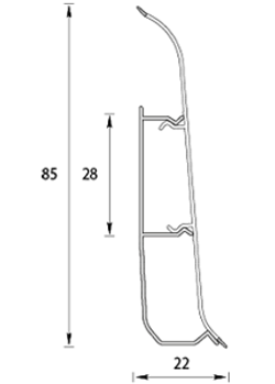 Плинтус ПВХ Идеал Классик 001 Белый с цельной лицевой частью 2200х85х22 мм