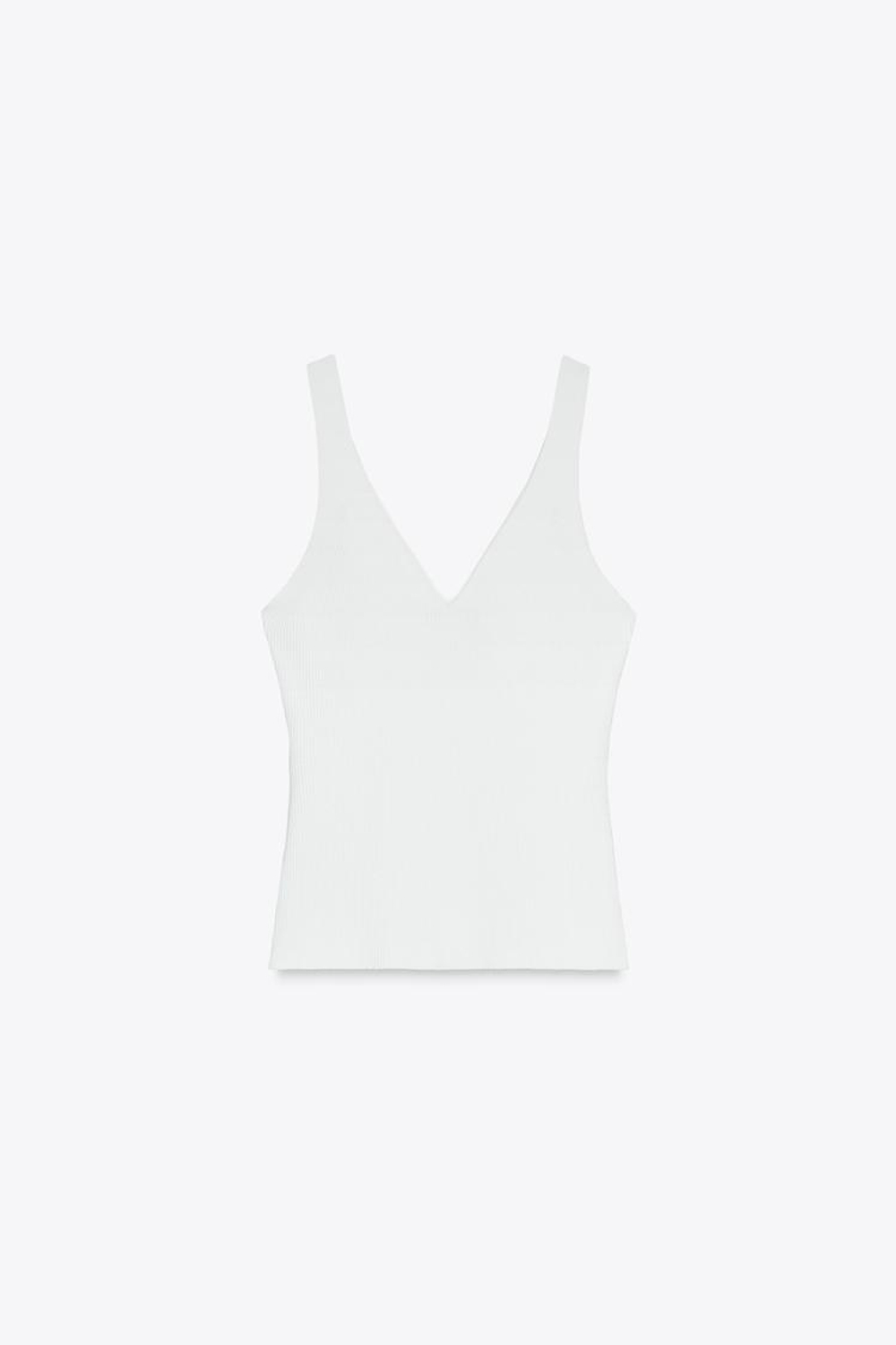 ZARA ТОП В РУБЧИК, БЕЛЫЙ