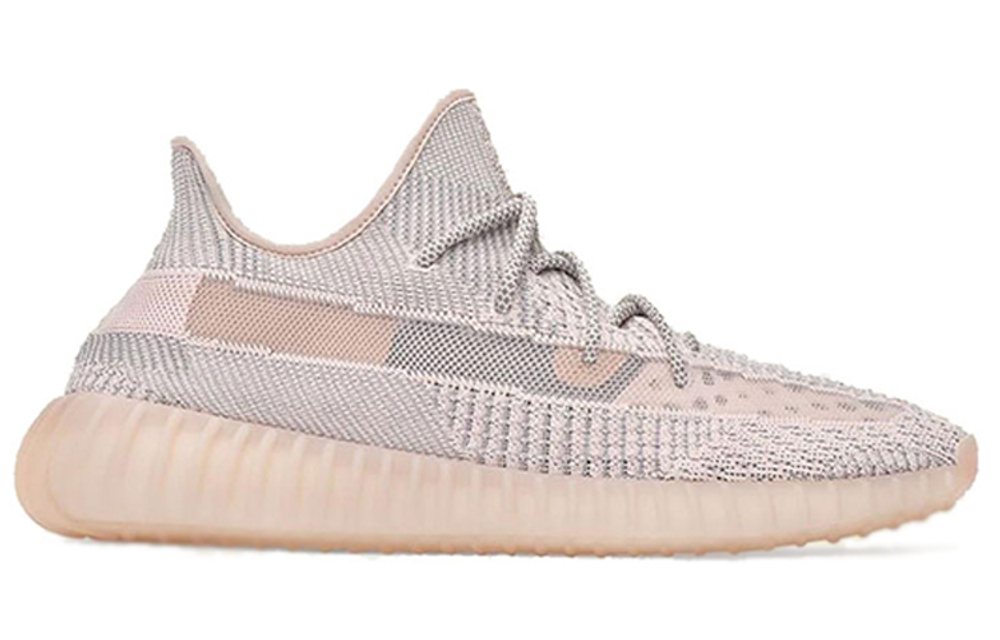 Adidas originals Yeezy Boost 350 V2 pink angel "Synth" shoelace reflective version of low-cut sports casual shoes for men and women with the same style of light pink limited in Asia