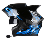 шлем модуляр c bluetooth гарнитурой чёрно-синий S