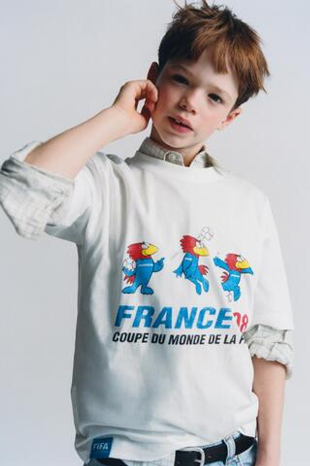 ZARA ФУТБОЛКА С ПРИНТОМ FIFA WORLD CUP ™ 1998, БЕЛЫЙ