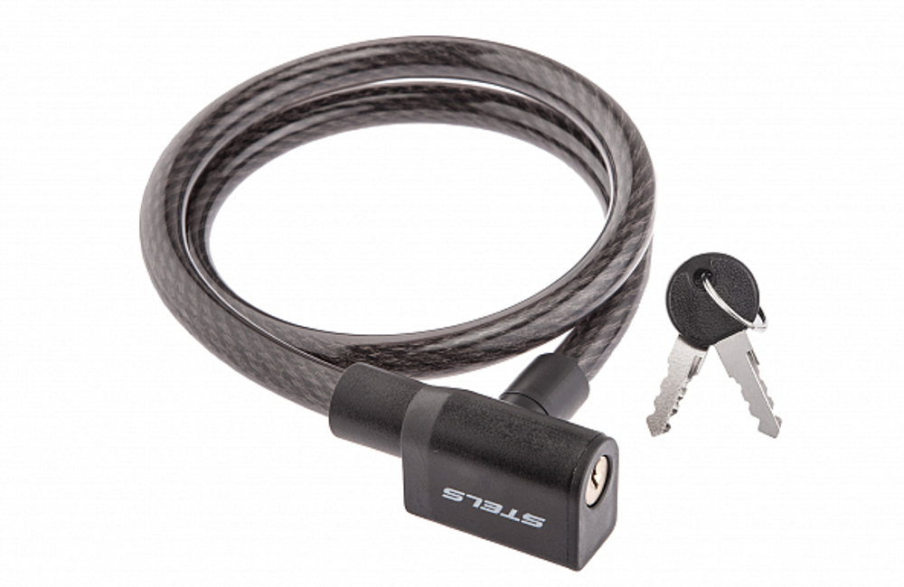 Трос-замок 12х800мм 84104 STELS с ключом, чёрный