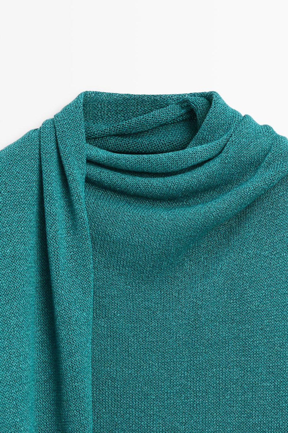 Massimo Dutti Топ с высоким воротником и шарфом, бирюзовый