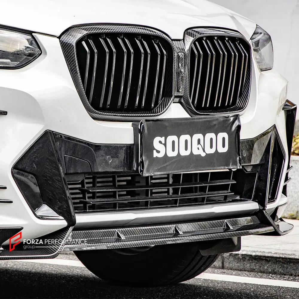 Карбоновая губа переднего бампера для BMW X3 G01 Рестайлинг 2022-2023 / X4 G02 Рестайлинг 2022+ БМВ