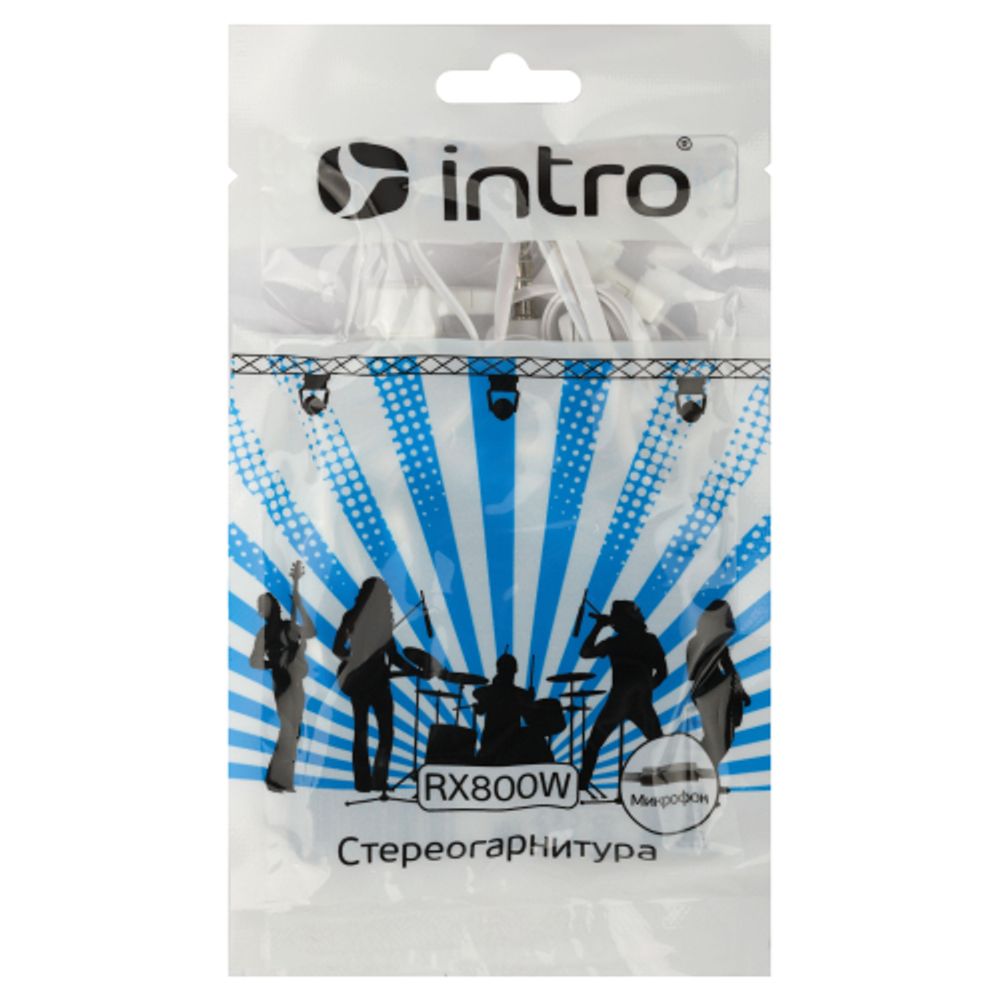 Наушники проводные Intro RX800 айфон самсунг apple вкладыши с микрофоном белые | Intro