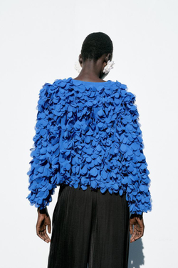 ZARA КАРДИГАН ИЗ ЛЕПЕСТКОВ, ЯРКО-СИНИЙ