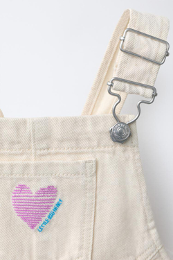 ZARA КОРОТКИЙ КОМБИНЕЗОН ИЗ САРЖИ С ВЫШИВКОЙ, ЭКРЮ