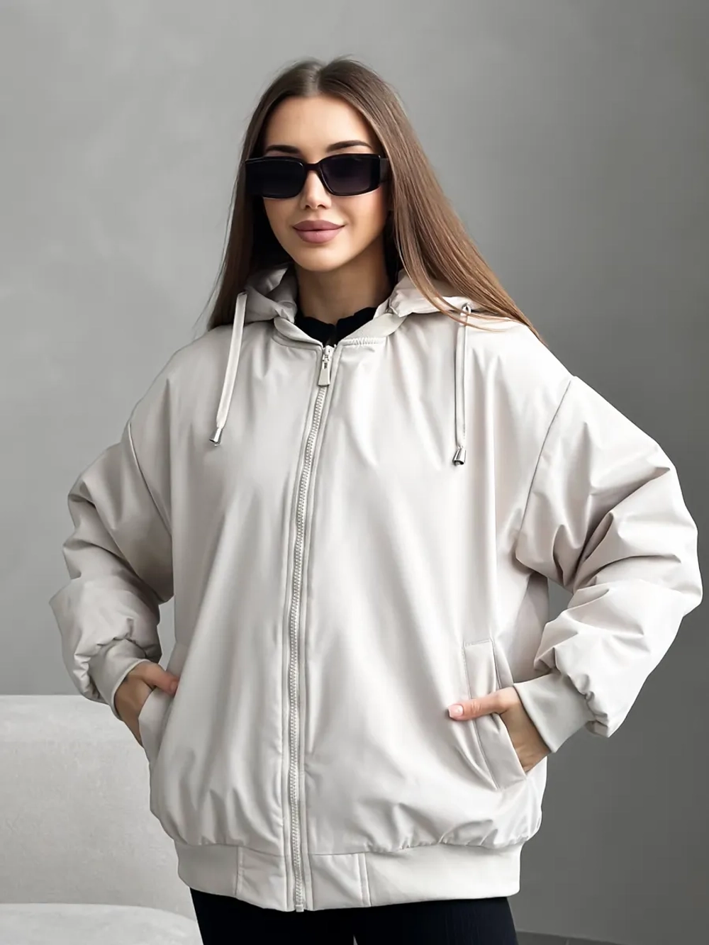 Куртка осенняя оверсайз с капюшоном