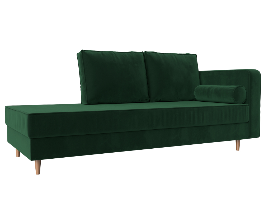 Кушетка Прайм правая, Зеленый, Велюр, 100875