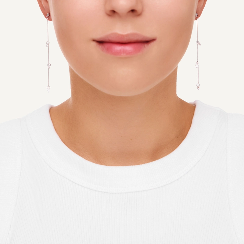 Серьги Кристаллы на Цепочка