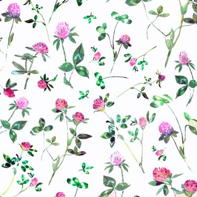 клевер, бесшовный паттерн, акварель