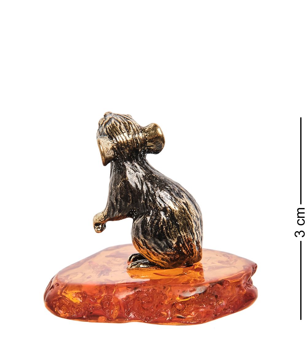 Народные промыслы AM-1669 Фигурка «Мышонок Трусишка» (латунь, янтарь)