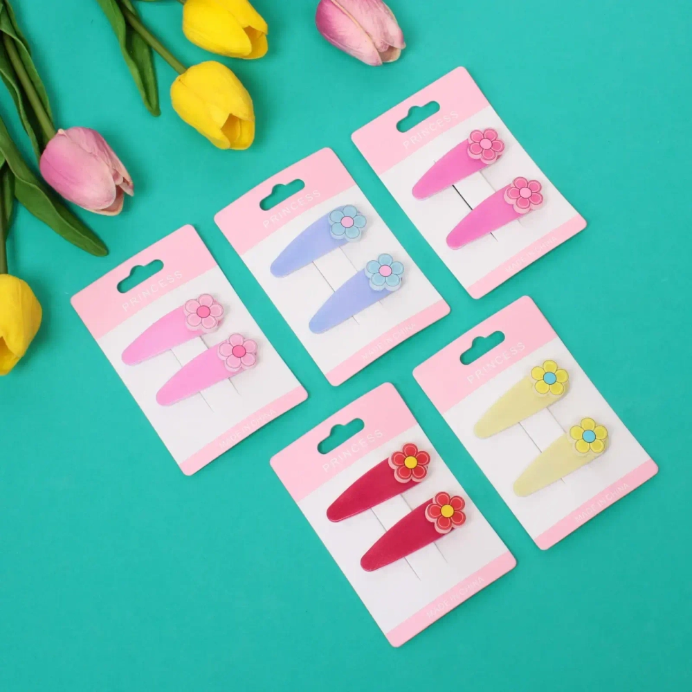 Зажимы для волос детские 2шт «Happy smile», ромашка, микс 4 цвета, 5*2см