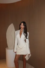 Платье-жакет с драпировкой, Белый