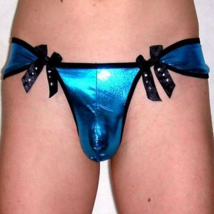 Мужские трусы стринги зеленые String Shine Dark Green Bow 1026