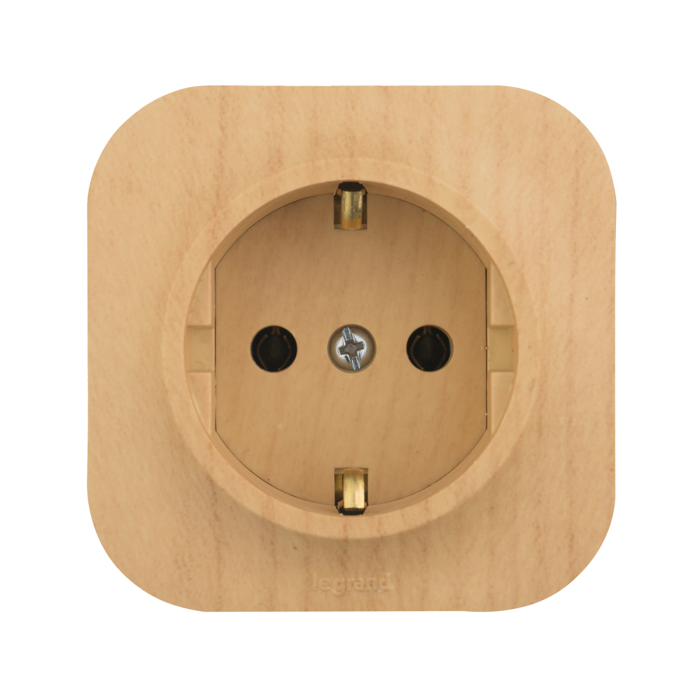 Розетка с заземлением без шторок IP20 16А 250В дерево Quteo Legrand