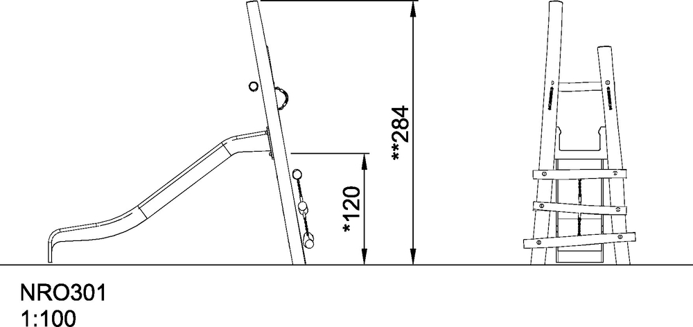 Стальная горка, H=1,20 м