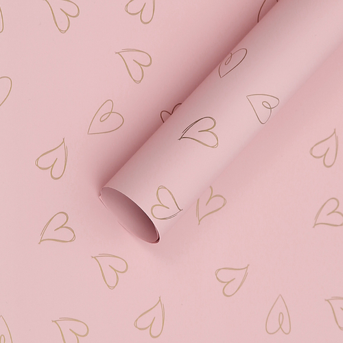 Пленка матовая двусторонняя Нежные сердца Пудровая