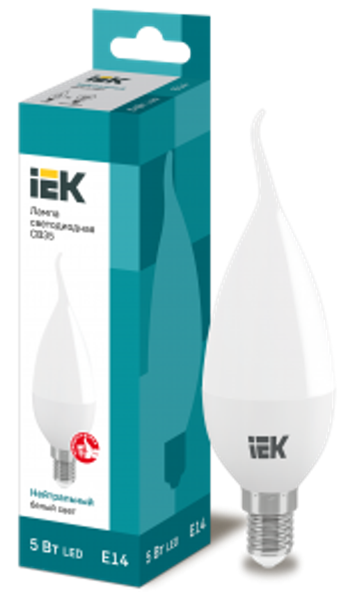 Лампа светодиодная CB35 свеча на ветру 5Вт 230В 4000К E14 IEK