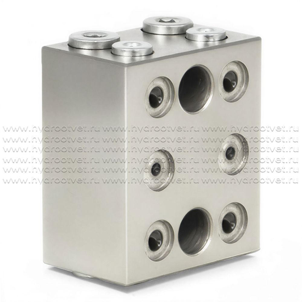 2-02-2П-D - Питатель модульного исполнения для двухлинейных смазочных систем с рабочим давлением 200 бар, количество выходов 2, максимальная доза на выход 2 мл/цикл, с винтом с фиксированной настройкой