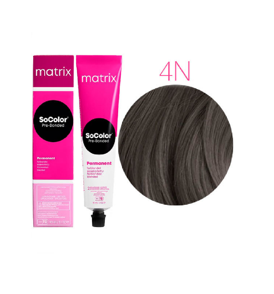 MATRIX SoСolor Pre-Bonded стойкая крем-краска для волос 90 мл 4N шатен