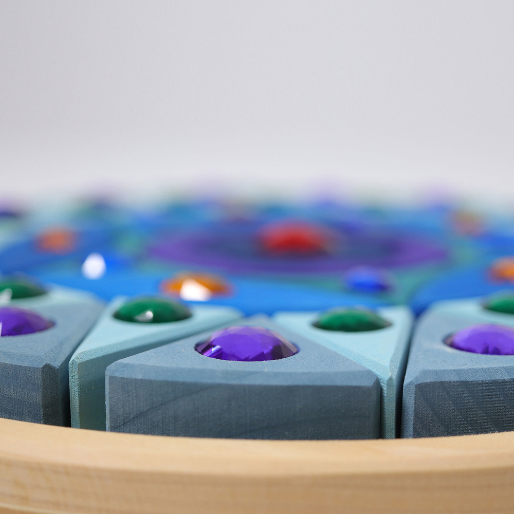 Деревянная мозаика круглая "Морская" с акриловыми камнями, 44 детали